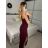 Šaty elegantné spoločenské dlhé na ramienka dámske (XS/S/M/L ONE SIZE) TALIANSKA MÓDA IM322130/DR S/M <p>červená</p>