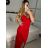Šaty elegantné spoločenské dlhé na ramienka dámske (XS/S/M/L ONE SIZE) TALIANSKA MÓDA IM322130/DR S/M <p>červená</p>