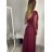 Šaty společenské elegantní třpitivé 3/4 rukáv dámské (S/M/L ONE SIZE) ITALSKá MODA IMS25KRISTA/DR S/M/L vínová