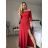 Šaty dlouhé společenské carmen krátký rukáv dámské (XS/S ONE SIZE) ITALSKÁ MÓDA IMPSH242100/DR XS/S červená