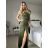 Šaty elegantní společenské dlouhé na ramínka dámské (S/M ONE SIZE) ITALSKÁ MÓDA IM324LOVE/DU -   zelená -   S/M