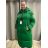 Kabát zimní s kapucí dlouhý rukáv dámský (S-2XL ONE SIZE) ITALSKÁ MÓDA IMPNF242560 zelená L