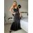 Šaty dlhé elegantné spoločenské trblietavé na ramienka dámske (S/M ONE SIZE) TALIANSKA MÓDA IM425HELA