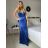 Šaty dlhé elegantné spoločenské trblietavé na ramienka dámske (S/M ONE SIZE) TALIANSKA MÓDA IM425HELA