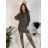 Šaty krátké elegantní třpytivé dlouhý rukáv dámské (S/M/L ONE SIZE) ITALSKÁ MÓDA IMC24602/DUR zlatá S/M/L