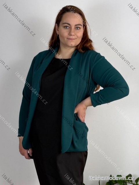 Sako elegantní dlouhý rukáv dámské nadrozměr (48/50/52 ONE SIZE) ITALSKÁ MÓDA IMD25513