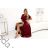 581-2 JENNIFER long dress with leg slit, sleeve and neckline - burgundy color