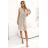 424-7 Chiffon pleated dress with neckline and ruffles - beige