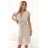 424-7 Chiffon pleated dress with neckline and ruffles - beige