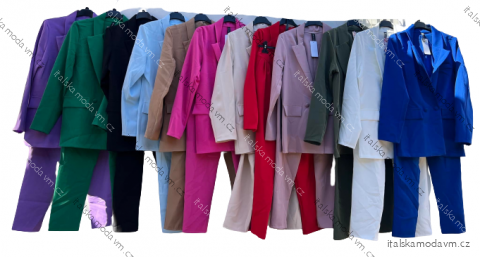 Souprava/komplet elegantní sako a kalhoty dámská (M/L ONE SIZE) ITALSKÁ MÓDA IMD22344 růžová S/M/L