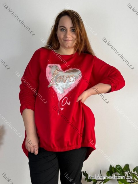 Mikina oversize teplá dlouhý rukáv dámská nadrozměr (54/56/58 ONE SIZE) ITALSKÁ MÓDA IM425058/DUR