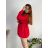 Šaty krátké mikinové dlouhý rukáv dámské oversize (M/L/XL ONE SIZE) ITALSKÁ MÓDA IMD25PEGY/DUR M/L červená