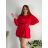Šaty krátké mikinové dlouhý rukáv dámské oversize (M/L/XL ONE SIZE) ITALSKÁ MÓDA IMD25PEGY/DUR M/L červená