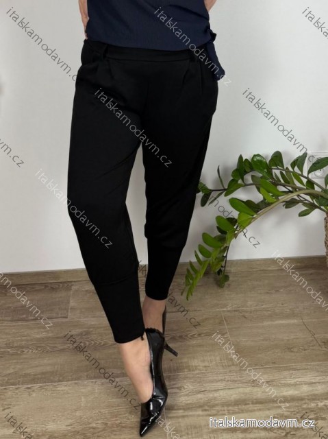 Kalhoty elegantní s páskem dámské nadrozměr (M/L/XL ONE SIZE) ITALSKÁ MÓDA IM425061/DUR L/XL Černá