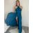 Šaty dlouhé variabilní vázání společenské saténové dámské (S/M/L ONE SIZE) ITALSKÁ MÓDA IMPLP2437080095/DUR -   tmavě modrá -   S/M/L