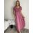 Šaty dlouhé letní žebrované krátký rukáv dámské Maria-M (XS/S/M/L ONE SIZE) ITALSKÁ MÓDA IMSM25128/DUR S/M růžová starorůžová