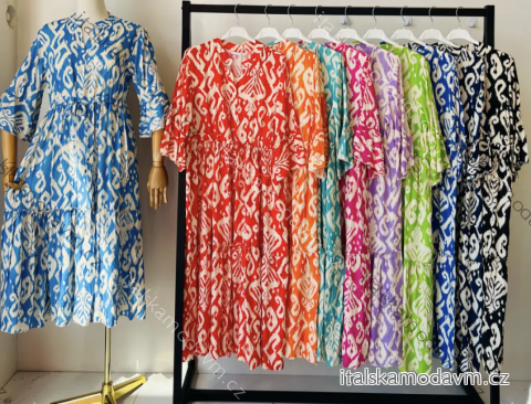 Šaty letní 3/4 dlouhý rukáv dámské (S/M ONE SIZE) ITALSKÁ MÓDA IMPEM24R9629