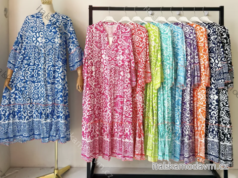 Šaty letní oversize 3/4 dlouhý rukáv dámské (S/M ONE SIZE) ITALSKÁ MÓDA IMPEM25C7058