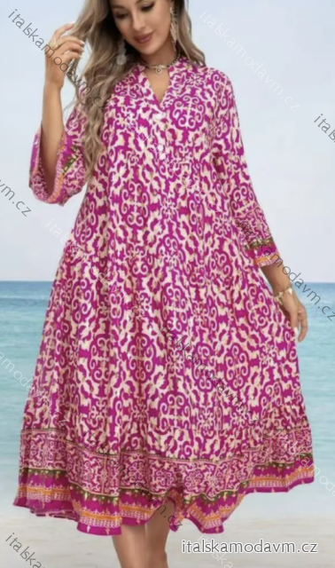 Šaty letní oversize 3/4 dlouhý rukáv dámské (S/M ONE SIZE) ITALSKÁ MÓDA IMPEM2555514-5
