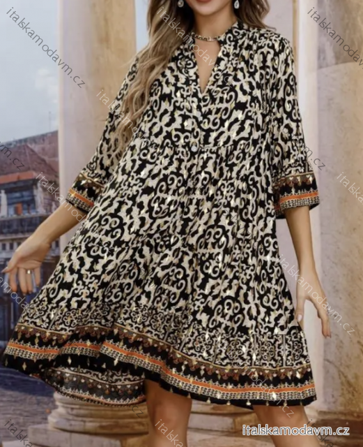 Šaty letní oversize dlouhý rukáv dámské (S/M ONE SIZE) ITALSKÁ MÓDA IMPEM2555631-5