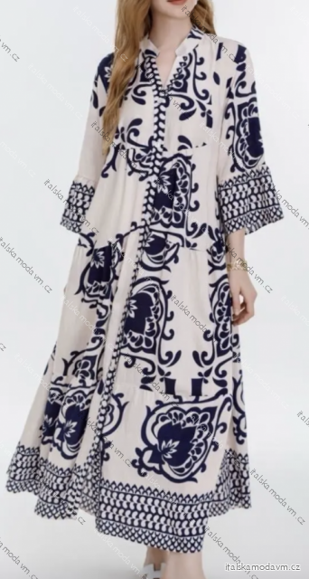 Šaty dlouhé letní oversize 3/4 dlouhý rukáv dámské (S/M ONE SIZE) ITALSKÁ MÓDA IMPEM25fy9151