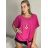 Tunika s přívěskem krátký rukáv dámská nadrozměr (L/XL/2XL ONE SIZE) ITALSKÁ MÓDA IMD23316/DU bílá
