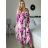 Šaty letné elegantný dlhý rukáv dámske (S/M ONE SIZE) TALIANSKA MÓDA IMD25LUCY/DUR S / M růžová fuchsiová