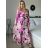 Šaty letné elegantný dlhý rukáv dámske (S/M ONE SIZE) TALIANSKA MÓDA IMD25LUCY/DUR S / M růžová fuchsiová