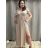 Šaty dlhé spoločenské krátky rukáv dámske (S/M ONE SIZE) TALIANSKA MÓDA IMD23299/DUR -   béžová -   S / M