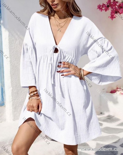 Šaty krátke letné mušelínové 3/4 dlhý rukáv dámske (XS/S/M ONE SIZE) TALIANSKA MÓDA IMD25101