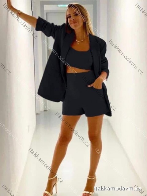 Souprava elegantní top s výstuhou, kraťasy a sako dlouhý rukáv dámské (XS/S/M ONE SIZE) ITALSKÁ MÓDA IMD25103