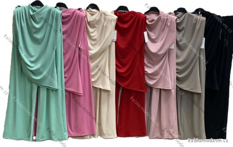 Souprava elegantní halenka bez rukávu a kalhoty dlouhé dámské (S/M/L ONE SIZE) ITALSKÁ MÓDA IMC25181