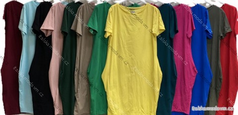 Šaty letní s kapsami krátký rukáv dámské (40/42/44 ONE SIZE) ITALSKÁ MÓDA IMC25188
