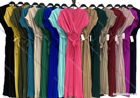 Šaty dlhé elegantný letný krátky rukáv dámske (S/M/L ONE SIZE) TALIANSKA MÓDA IMC25212