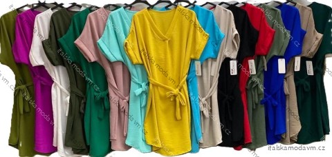 Šaty krátke letné krátky rukáv dámske (S/M/L ONE SIZE) TALIANSKA MÓDA IMC25213