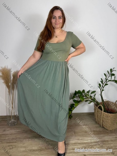 Šaty dlhé letné krátky rukáv dámske nadrozmer (46/48/50 ONE SIZE) TALIANSKA MÓDA IM425MARIA-V