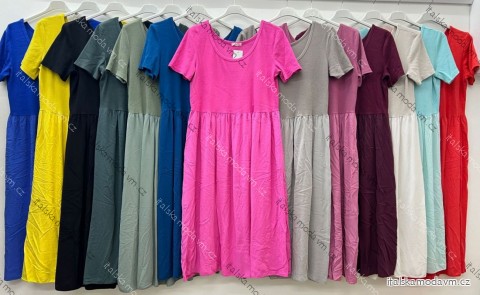Šaty letní krátký rukáv dámské nadrozměr (48/50/52 ONE SIZE) ITALSKÁ MÓDA IM425253
