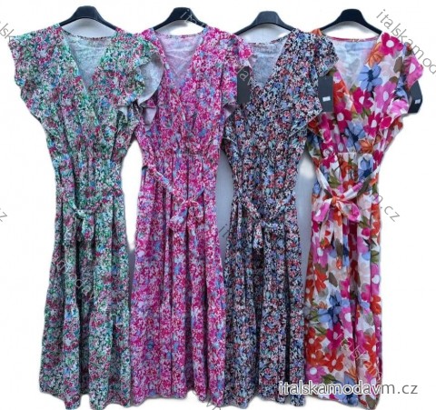 Šaty dlhé letné krátky rukáv dámske (S/M/L ONE SIZE) TALIANSKA MÓDA IMD25121