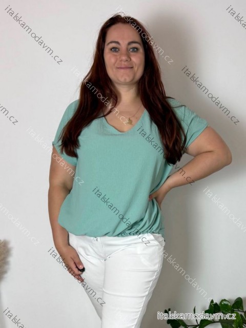 Tunika/halenka krátký rukáv dámská nadrozměr (2XL/3XL/4XL ONE SIZE) ITALSKÁ MÓDA IMD231458/DUR
