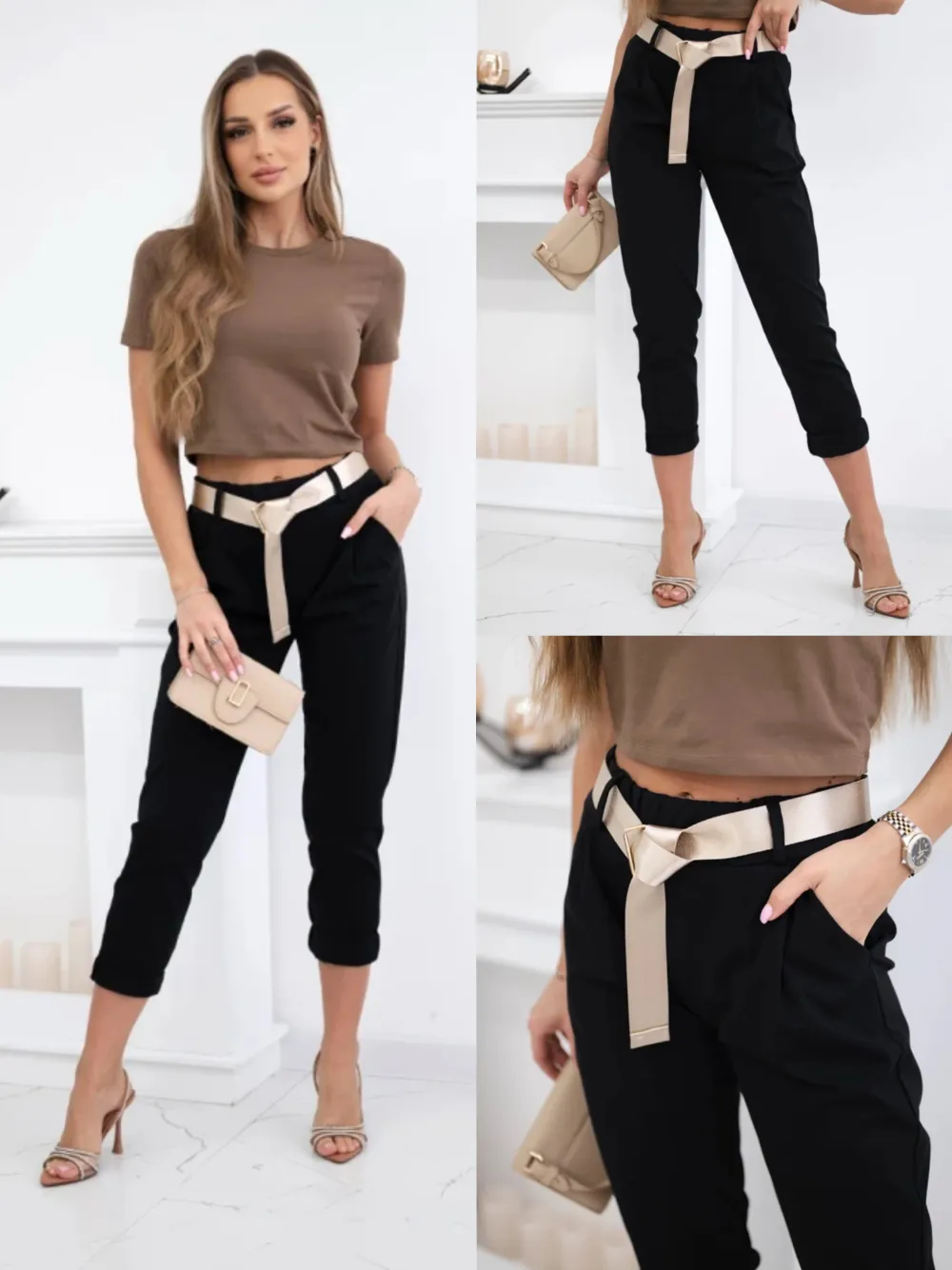 Nohavice elegantné s páskem dámske SOFIA (S/M/L ONE SIZE) TALIANSKA MÓDA IMC25SOFIA/DR