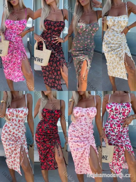 Šaty dlhé kvetované na ramienka dámske (XS/S/M ONE SIZE) TALIANSKA MÓDA IMWGB25428