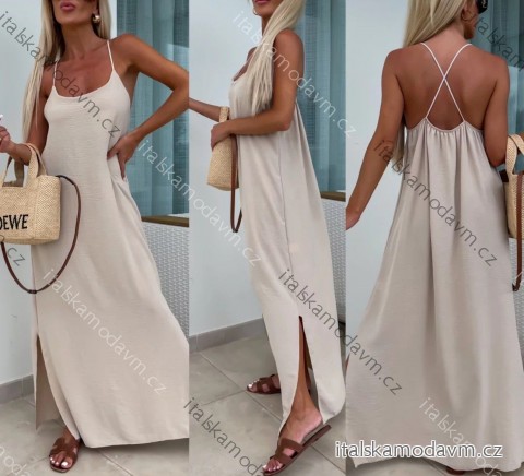 Šaty dlhé voľnočasové letné na ramienka dámske (S/M/L ONE SIZE) TALIANSKA MÓDA IMWGB25505