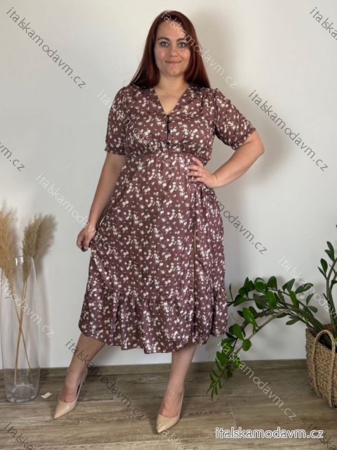 Šaty voľnočasové letné krátky rukáv dámske nadrozmer LIVIA (48/50/52 ONE SIZE) TALIANSKA MÓDA IMWGB25518