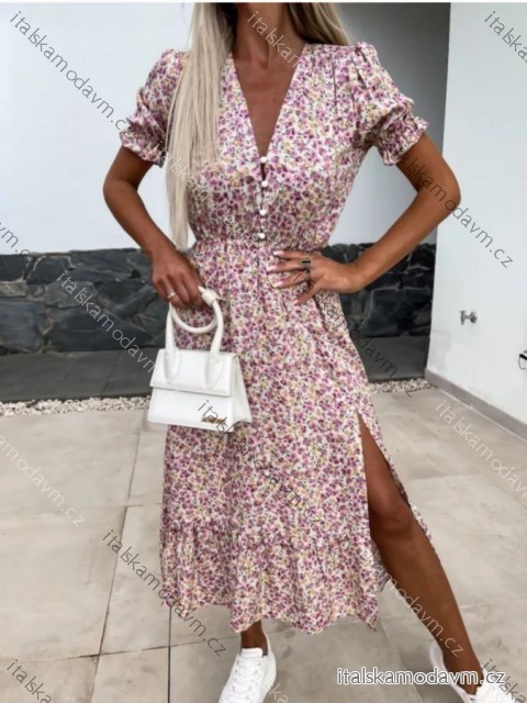 Šaty dlhé voľnočasové letné krátky rukáv dámske (XS/S/M ONE SIZE) TALIANSKA MÓDA IMWHP25533