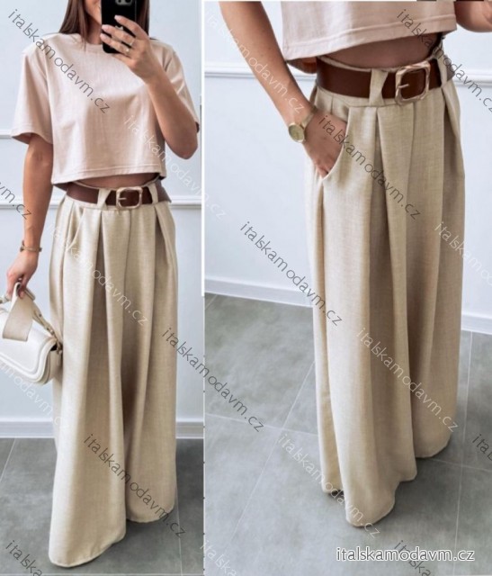Nohavice dlhé letné s opaskom dámske (S/M/L ONE SIZE) TALIANSKA MÓDA IMWAD25540