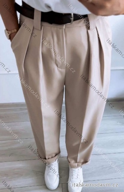 Kalhoty dlouhé elegantní s páskem dámské (S/M/L ONE SIZE) ITALSKÁ MÓDA IMWAD25546