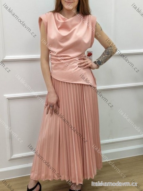 Súprava saténová elegantný top bez rukávov a sukne dámska (S/M/L ONE SIZE) TALIANSKA MÓDA IMWCA25670
