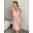 Šaty spoločenské elegantné krátke bez rukávov tilové dámske (S/M ONE SIZE) TALIANSKA MóDA IMM22305/DR světle modrá