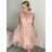 Šaty spoločenské elegantné krátke bez rukávov tilové dámske (S/M ONE SIZE) TALIANSKA MóDA IMM22305/DR světle modrá