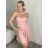 Šaty spoločenské krátke bez rukávu dámske (S/M ONE SIZE) TALIANSKA MÓDA IM3236287/DU S/M vínová